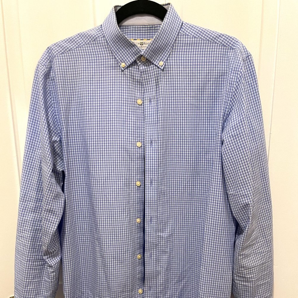 Club Room Slim Fit Long Sleeve Button Down Shirt Men’s (M) Blue/White